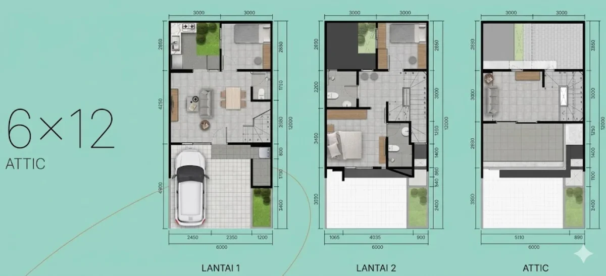 Unit Pilihan Grand Eastern + Attic LT 72 LB 118 – Layout Luas & Unik - Eastern Spring Hunian Premium Surabaya Timur - Galeri 2