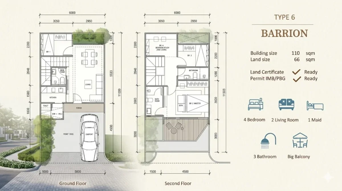 Rumah Eksklusif - Tipe Barrion Darmo Graha Residence 2Lantai -  Lokasi Super Strategis di Surabaya Barat - Galeri 2