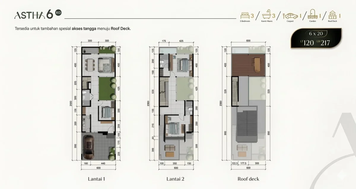 Rumah Mewah 2 Lantai + Roofdeck - Astha 6 RD Kawasan Elite Prambanan Residence Surabaya - Galeri 2