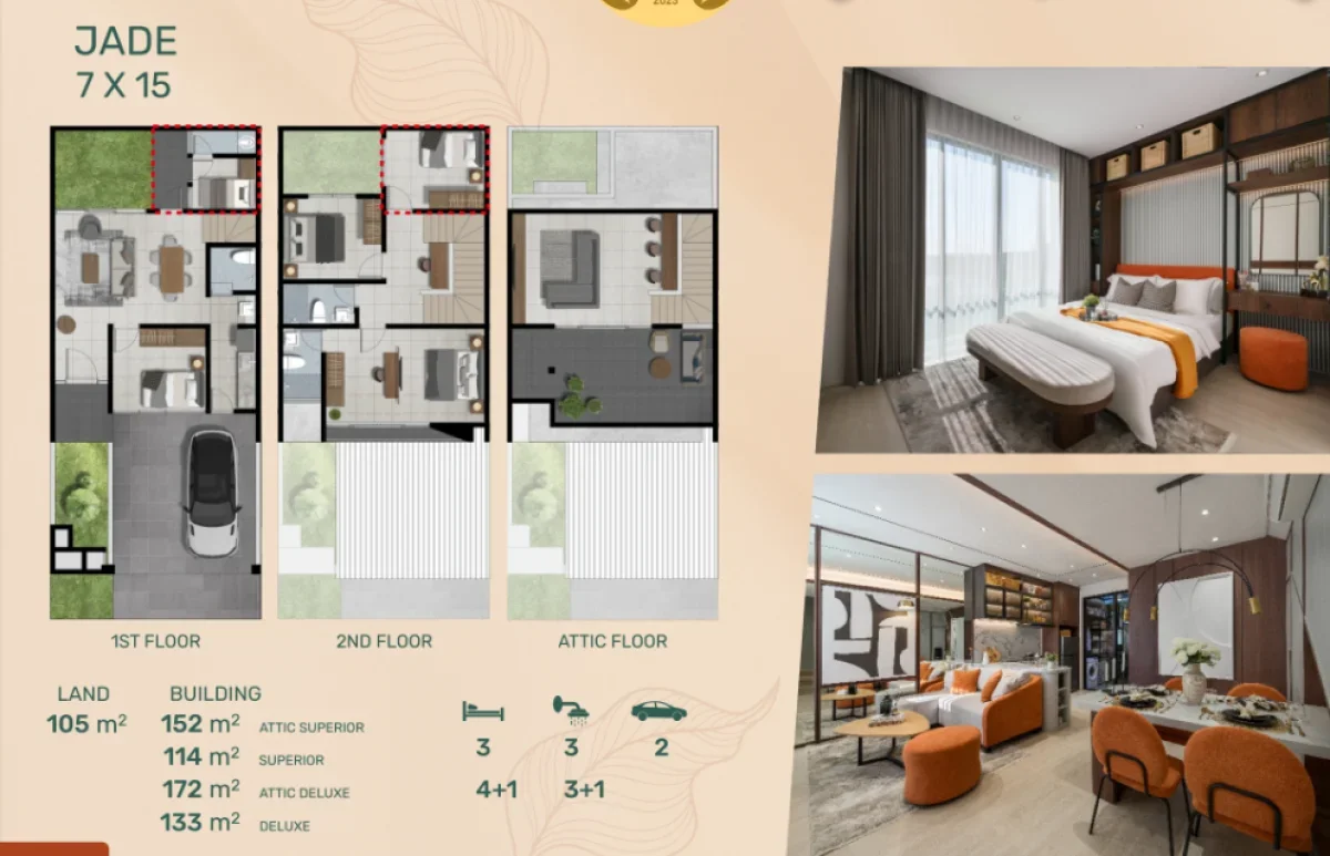 Rumah Modern Jade Deluxe  + Attic - Hunian Premium - Northwest Central Surabaya - Galeri 2