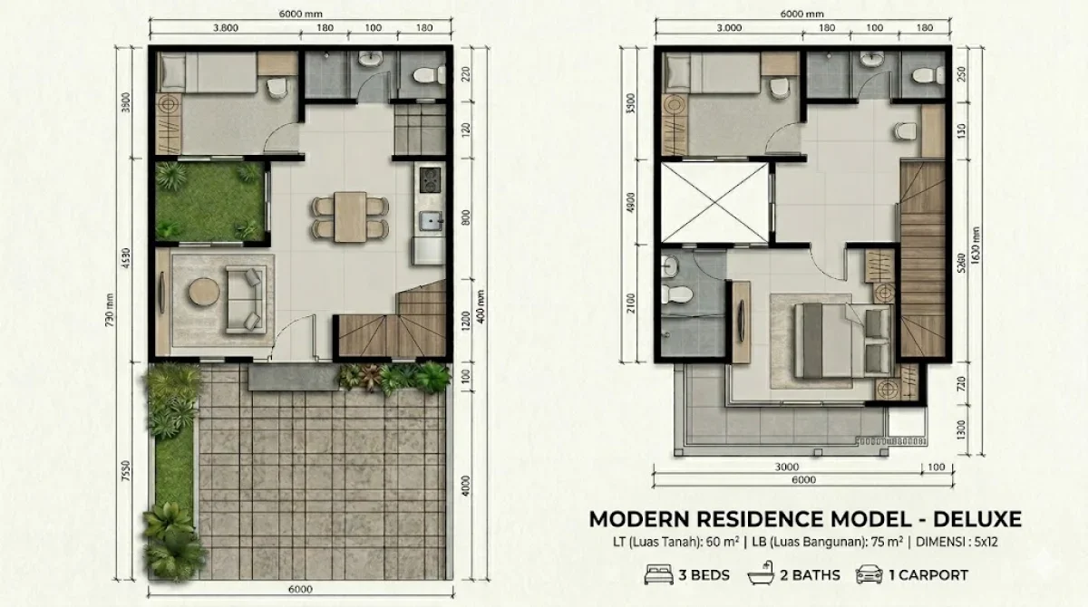 Rumah Modern Minimalis - Neyra Nica Deluxe Kawasan Mandiri Amesta Living - Surabaya Timur - Galeri 2