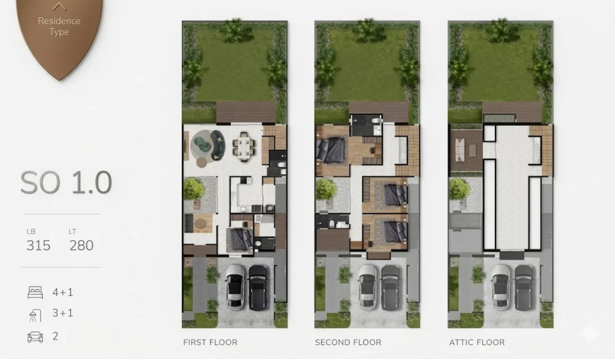 Rumah Modern Tipe B + Attic, Lebih Luas & Fleksibel untuk Keluarga - Dian Istana The Sonama  - Dekat Pakuwon Mall Surabaya - Galeri 2